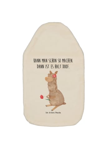 Wärmflasche Alpaka Blume mit Spruch in Weiß