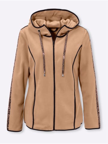 Fleece-Jacke in camel-schwarz