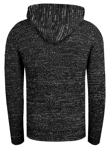 1/2 Zip Grobstrick Kontrast Kapuzen-Pullover in Schwarz