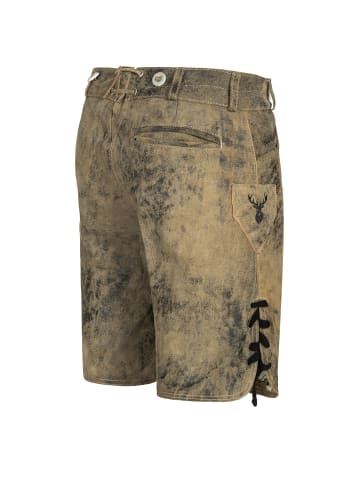 Lederhose Kurz Echtleder HK5 ANTIK in Krokodilgrün