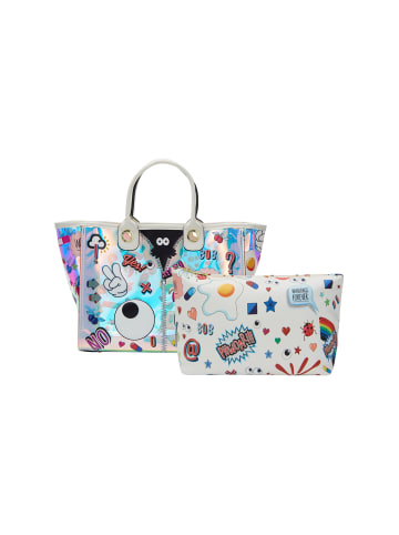 Women Tote Bag in White Multicolor