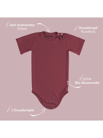 Baby Body aus 100% Bio-Baumwolle Druckknopf kurzarm nicht gerippt Raspberry
