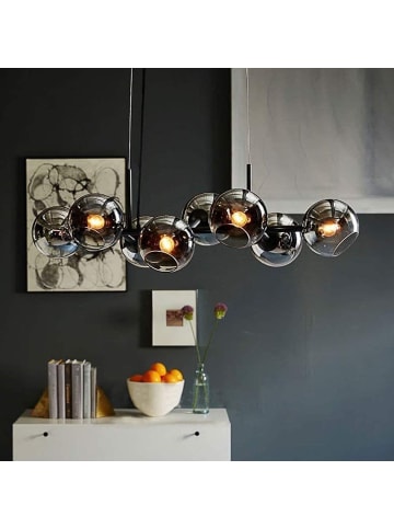 Pendelleuchte 8-flammige E27 in grau mit Glasschirm Vintage