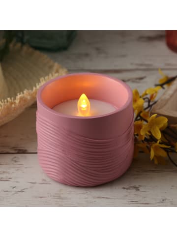 LED Solar Windlicht Wellenmuster Solar Kerze H: 8cm in rosa