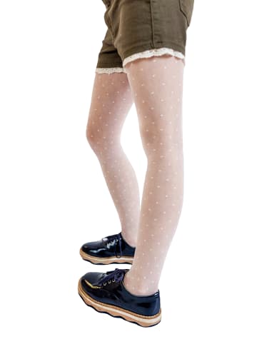 Charmante Kinderstrumpfhose mit Tupfenmuster 20 DEN in Weiß
