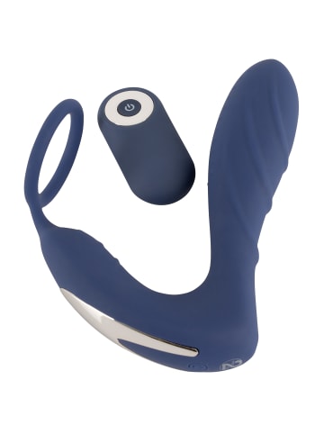 Analplug Vibrating Prostate Plug with cockring in blau