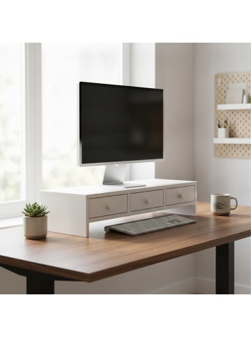 Monitorständer in Weiß - (B)51 x (H)12,5 x (T)24 cm