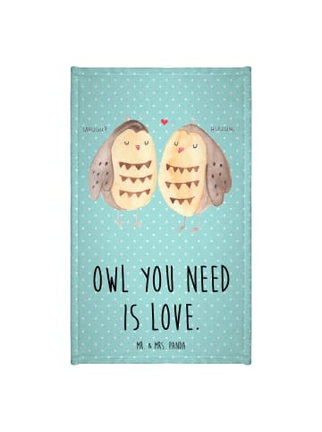 Handtuch Eulen Liebe mit Spruch in Türkis Pastell
