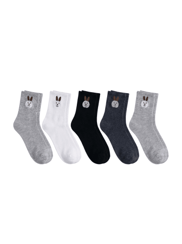 Damen Hasen Socken 5er Pack in Mehrfarbig