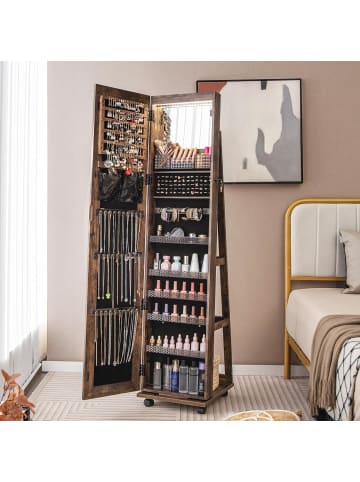 Schmuckschrank LED mit Rollen in Taupe