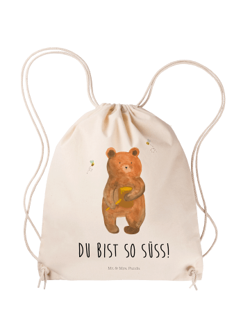 Sportbeutel Bär Honig mit Spruch in Creme