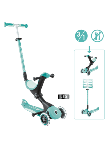 3in1 Aufsitzrad, Laufrad, Scooter GO-UP DELUXE LIGHTS in mint