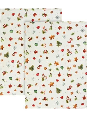 Baumwolle Geschirrtuch 2er-Pack in creme-bunt