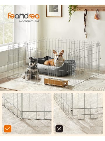 Freilaufgehege Kaninchen Dack in Silber - (B)61 x (H)61 x (T)183 cm