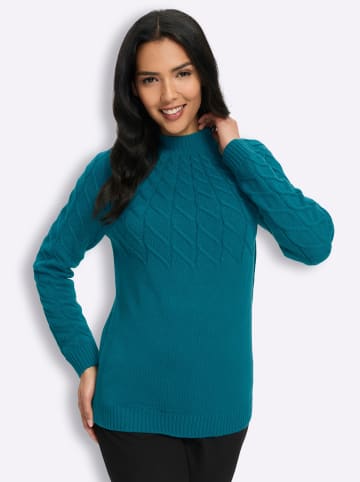 Langarm-Pullover in aquapetrol