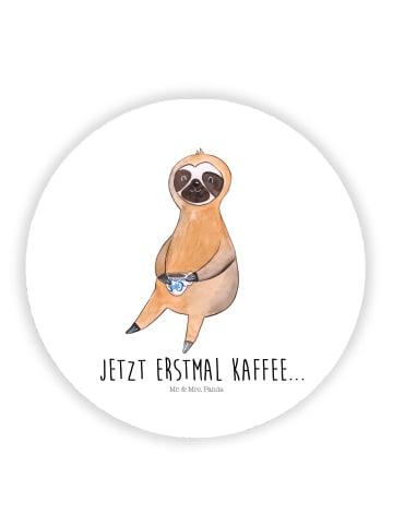 Kühlschrankmagnet Faultier Kaffee mit Spruch in Weiß