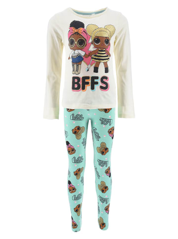 2tlg. Outfit: Langarmshirt und Leggings in Weiß