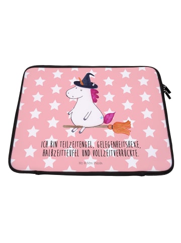 Laptoptasche Einhorn Hexe mit Spruch in Rot Pastell