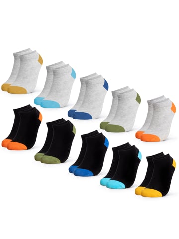 10er Pack Sneaker Socken Piccolo in Grau-Schwarz
