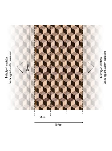Tapete Cubist Harmony in warmen Nusstönen