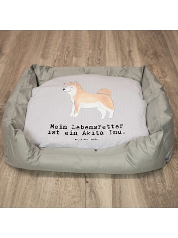 Hundekorb Akita Inu Lebensretter mit Spruch in Grau Pastell