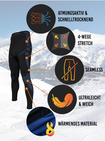 2 x Thermounterhose Lange Skiunterwäsche für Herren in Schwarz/Blau