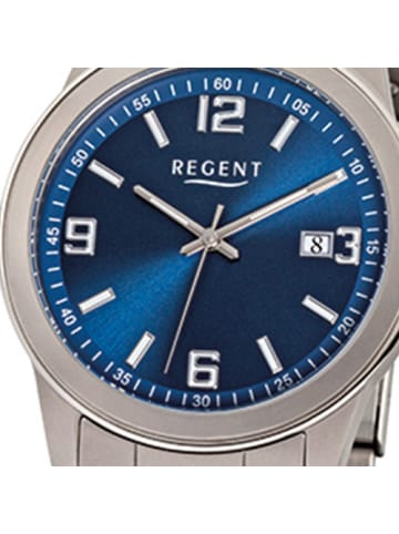 Analog-Armbanduhr Regent Titan-Uhren grau, silber mittel (ca. 38mm)