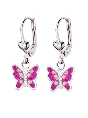 Ohrringe 925 Silber Schmetterling in Pink