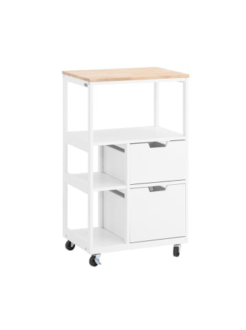 Küchenwagen in Mattweiß - (W) 36 x (H) 88 x (L) 53 cm