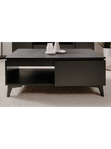 Couchtisch grau, Schiefer 100 cm, Wohnzimmertisch mit Schublade