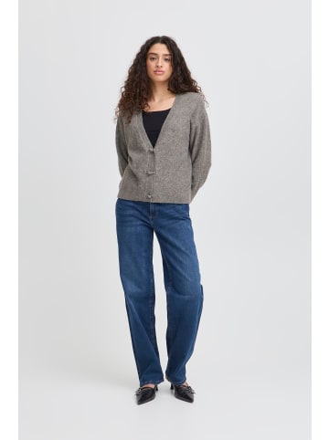 Strick-Cardigan langarm IHDASILA Loose fit in Dark grey melange