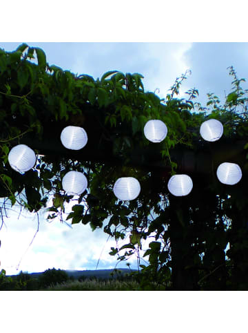 Solar Lampion-Lichterkette ,Festival, Dämmerungssensor, 10 LEDs, weiß