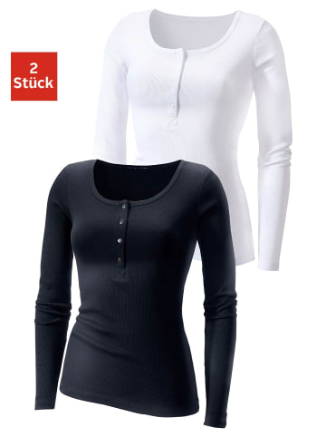 Langarmshirt in schwarz, weiß