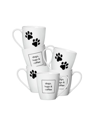 6er Set Kaffeebecher Mika Dog in Weiß 360 ml