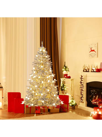 180 cm Künstlicher Weihnachtsbaum mit Beleuchtung und Schnee in Weiß