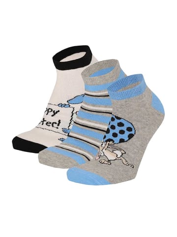 Kinder Sneaker-Socken Ostersocken Hase 3er Pack Baumwollmix in Blau
