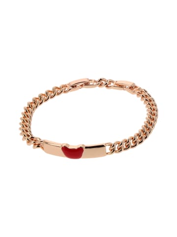 Women Chain Link Bracelet in Rose Gold Red
