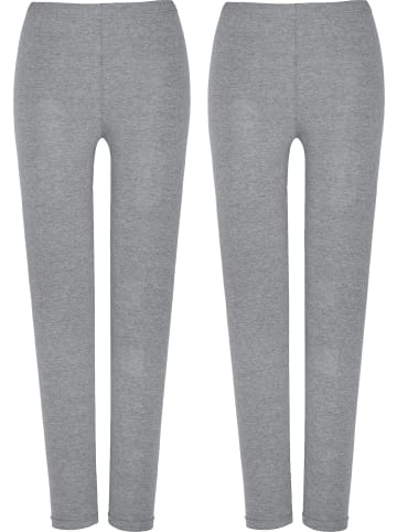Single-Jersey Leggings, lang 2er-Pack in hellgrau meliert