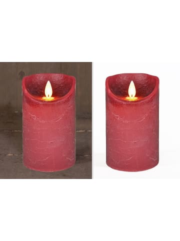 LED Echtwachskerze 12,5cm mit Timer in Weinrot
