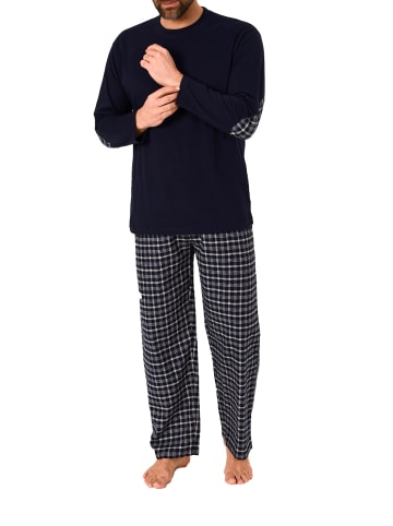 Schlafanzug Pyjama lang Flanell Hose - 67427 in navy