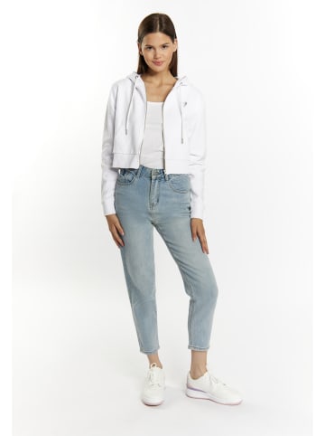 Damen Zip Hoodie Cropped in Weiss
