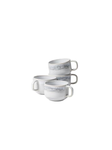 Kaffeeobertassen-Set, Steinzeug TIEFER SEE in Grau / Weiß