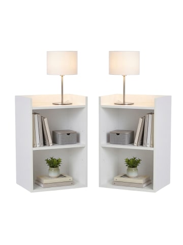 2er-Set: Nachttisch Custos in Weiß - (B)40 x (H)60 x (T)30 cm