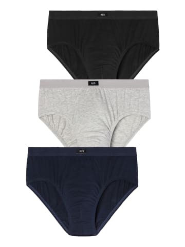 Slip in marine, grau-meliert, schwarz