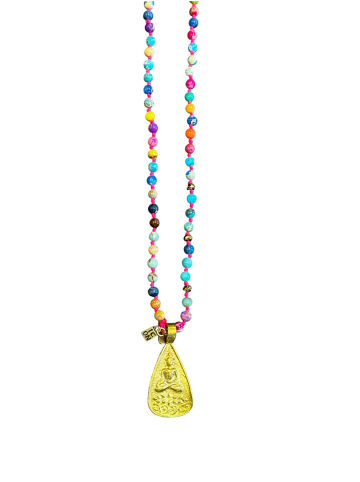 BUDDHA 17 4MM STONE NECK MIX JASPER-G in MEHRFARBIG