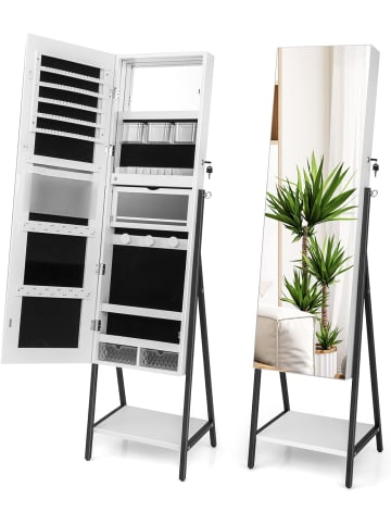 Schmuckschrank mit Spiegel in Weiß