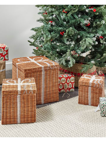 3er-Set Korb CADEAU in Braun/Weiß