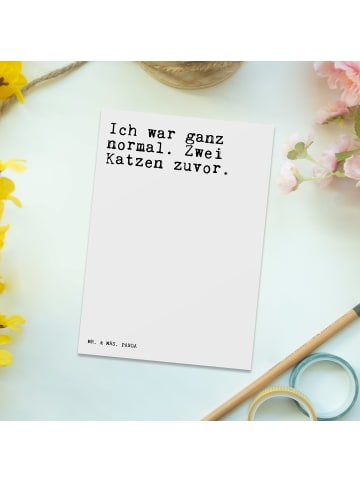 Postkarte Ich war ganz normal.... mit Spruch in Weiß