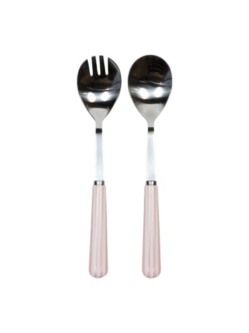 2tlg. Salatbesteck Set Streifen EB in Rosa - 25cm