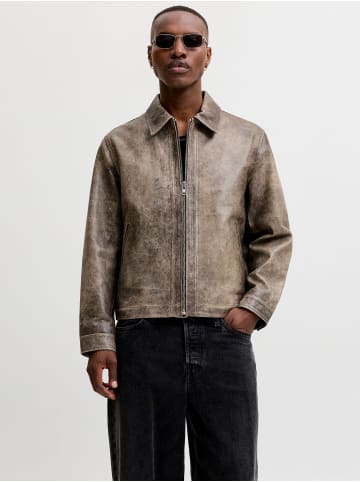 Lederjacke in Charcoal Gray